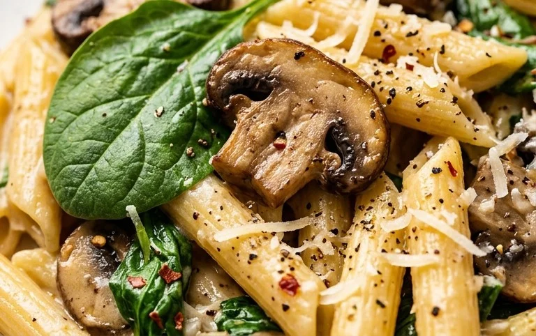Parmesan Spinach Mushroom Pasta Skillet