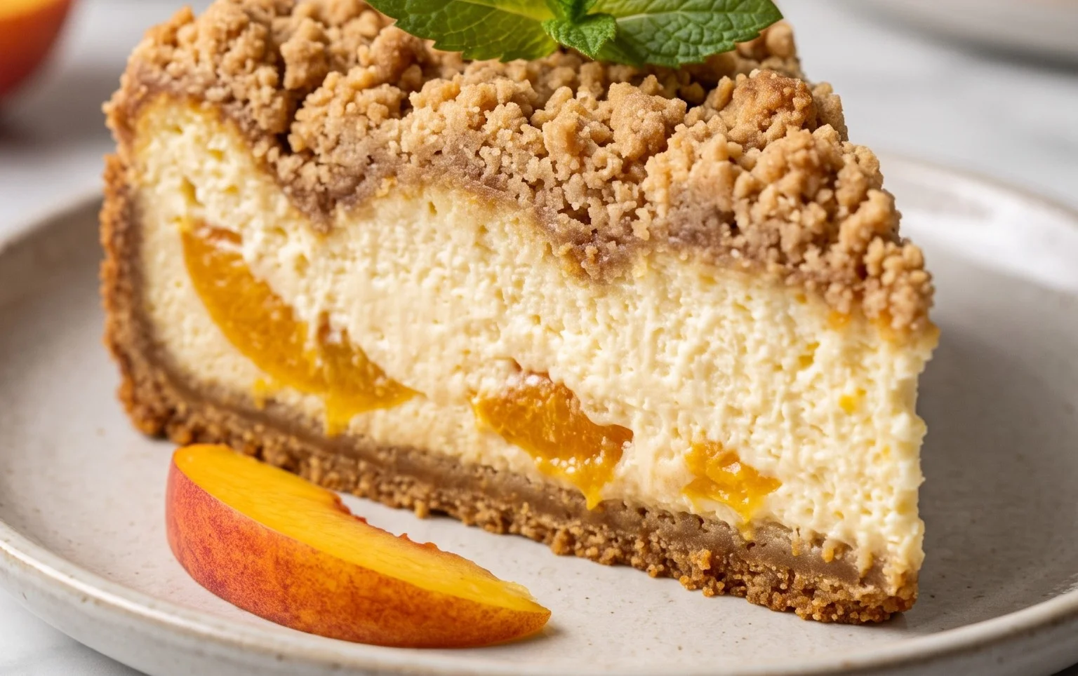 Peach Cream Cheese Cake with Streusel Topping