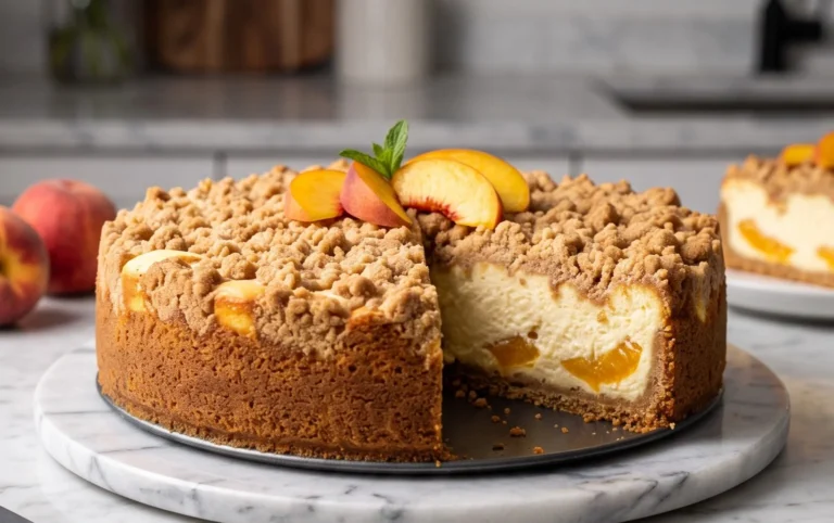 Peach Cream Cheese Cake with Streusel Topping