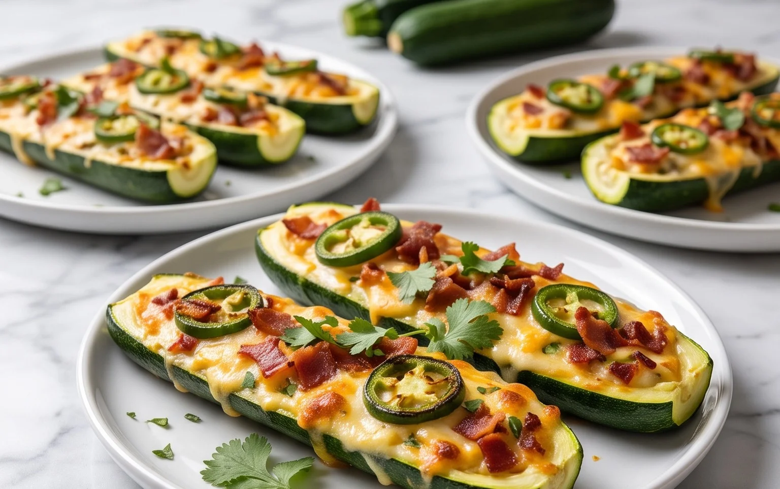 Jalapeno Popper Zucchini Boats