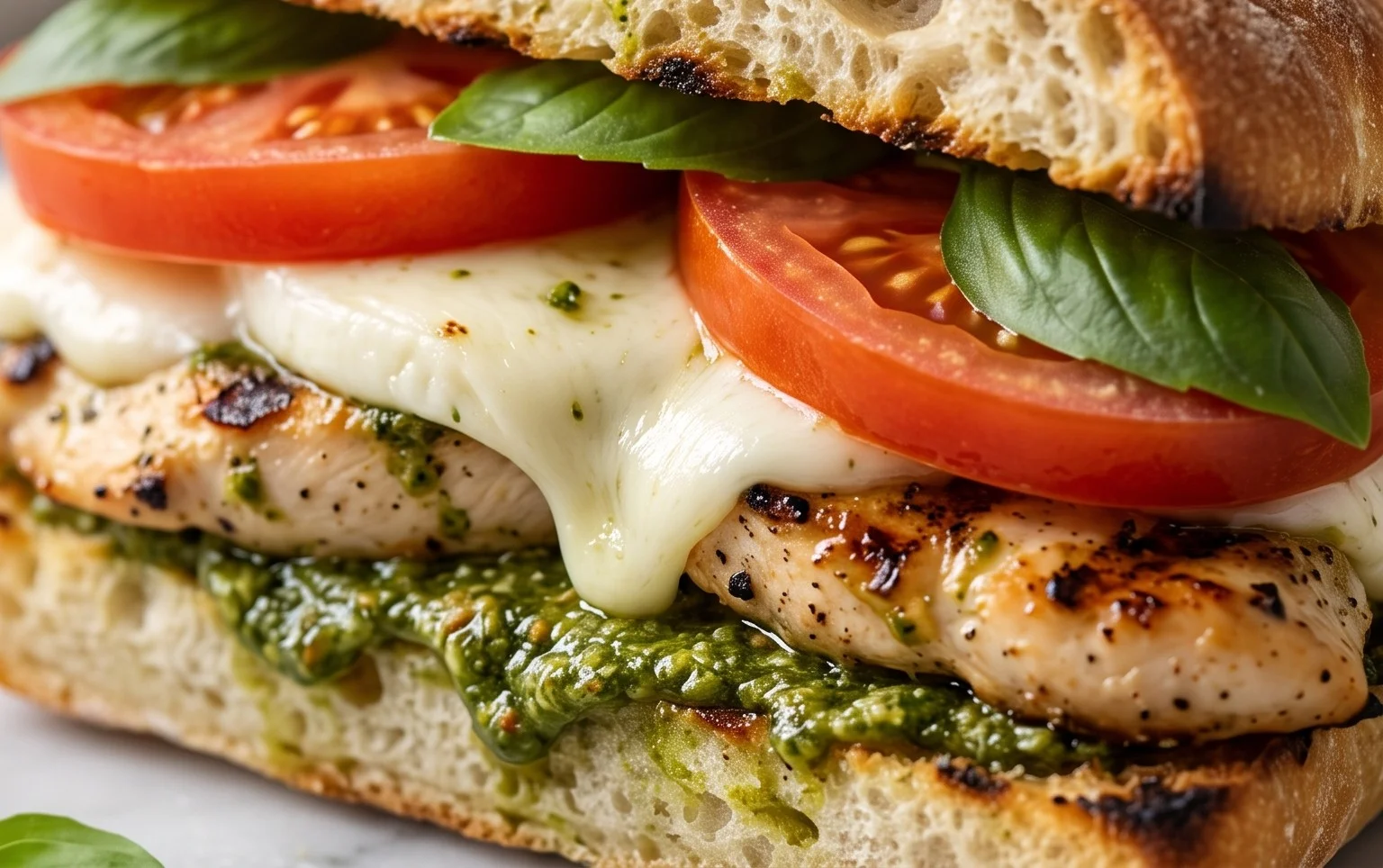 Chicken Pesto Caprese Sandwich