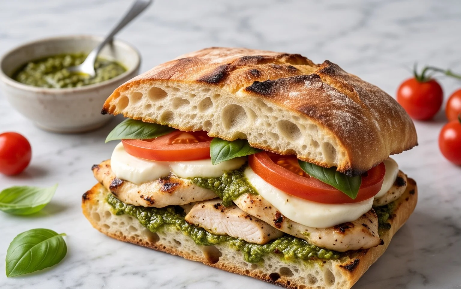 Chicken Pesto Caprese Sandwich