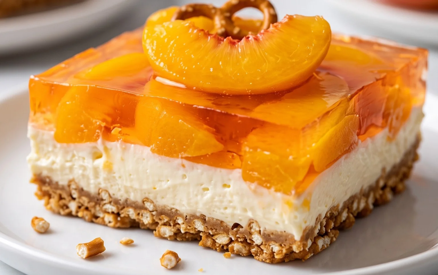 Peach Pretzel Salad Dessert