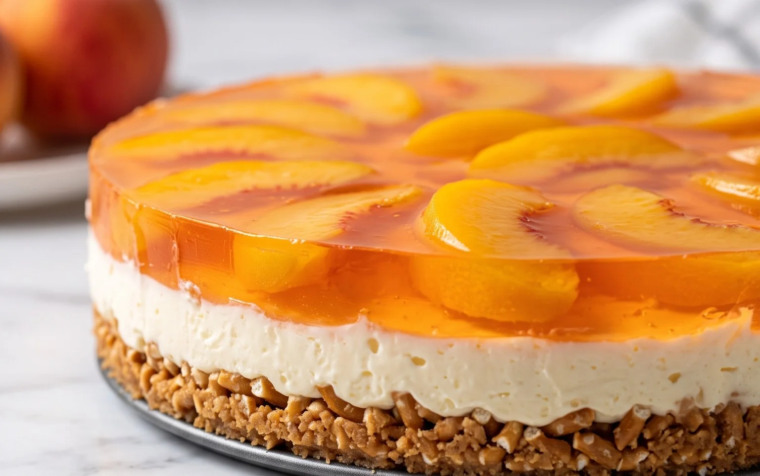 Peach Pretzel Salad Dessert