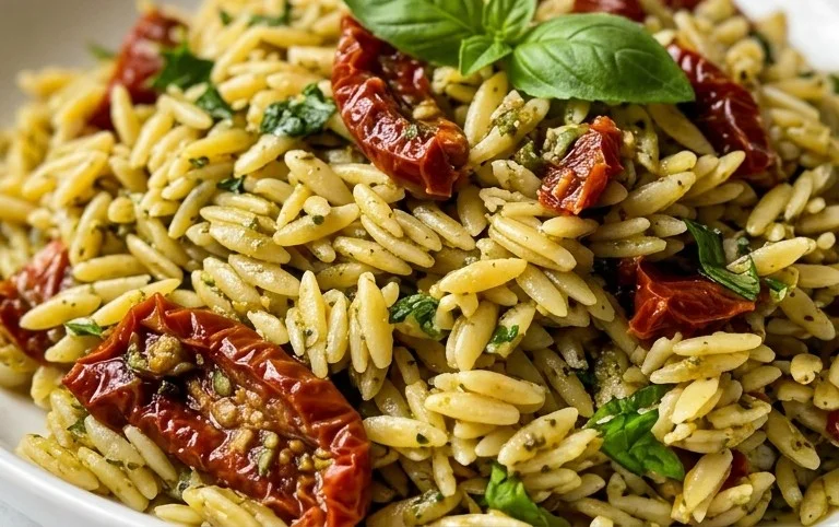 Sun Dried Tomato Orzo Pesto Salad