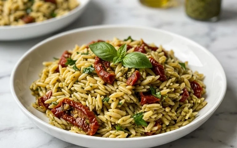 Sun Dried Tomato Orzo Pesto Salad