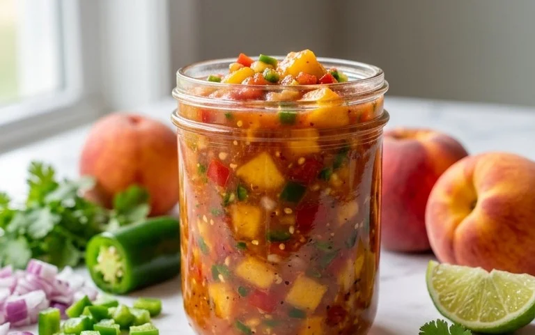 Sweet & Spicy Peach Salsa Canning Recipe