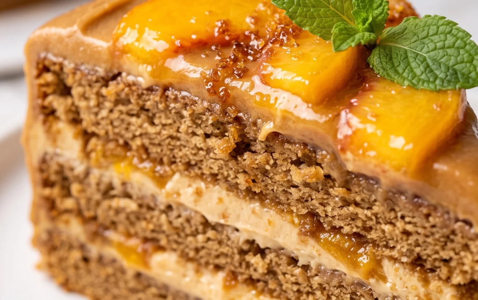Brown Sugar Layer Cake with Peach Filling