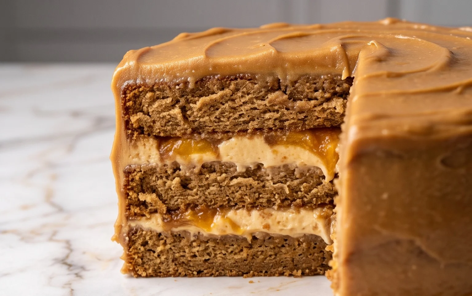 Brown Sugar Layer Cake with Peach Filling