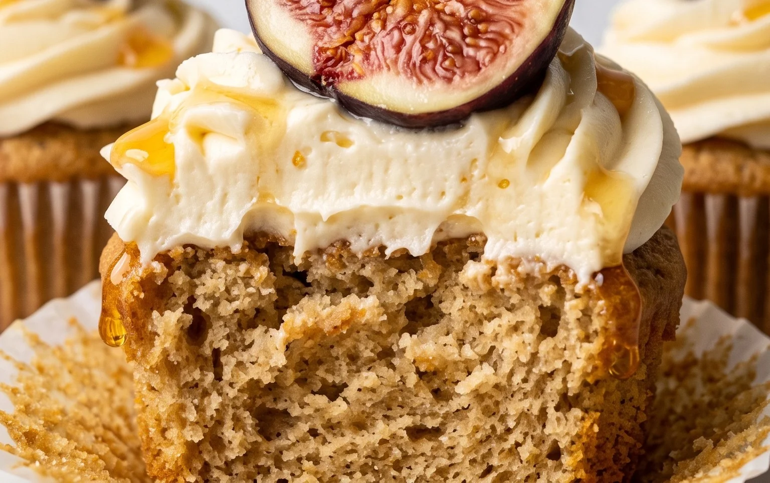 Fig Cupcakes with Honey Cream Cheese Frosting