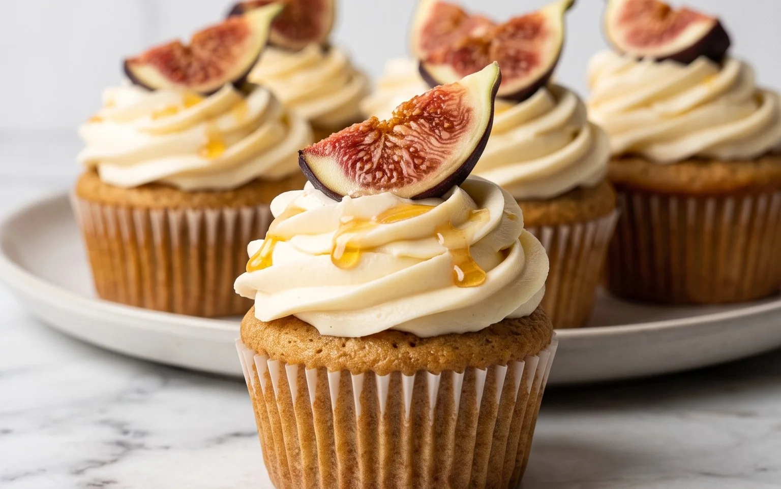 Fig Cupcakes with Honey Cream Cheese Frosting