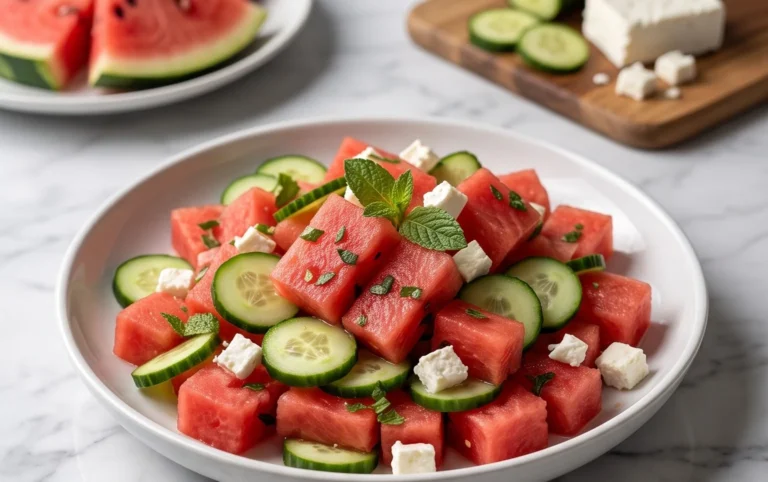 Watermelon Salad with Cucumber and Feta