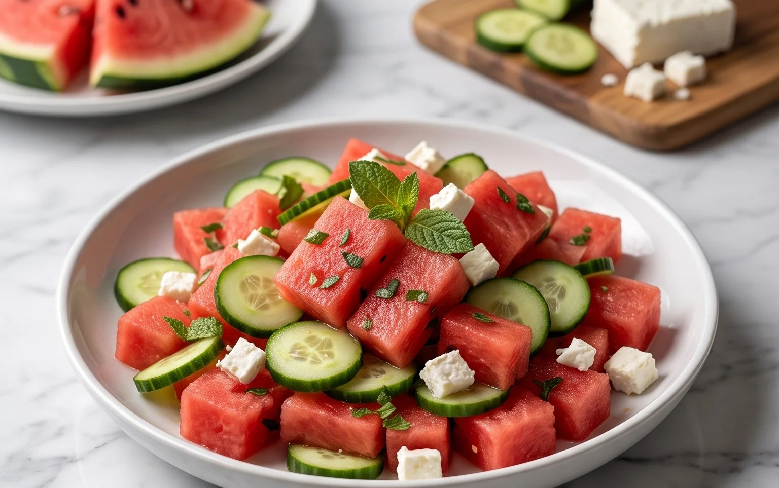 Watermelon Salad with Cucumber and Feta