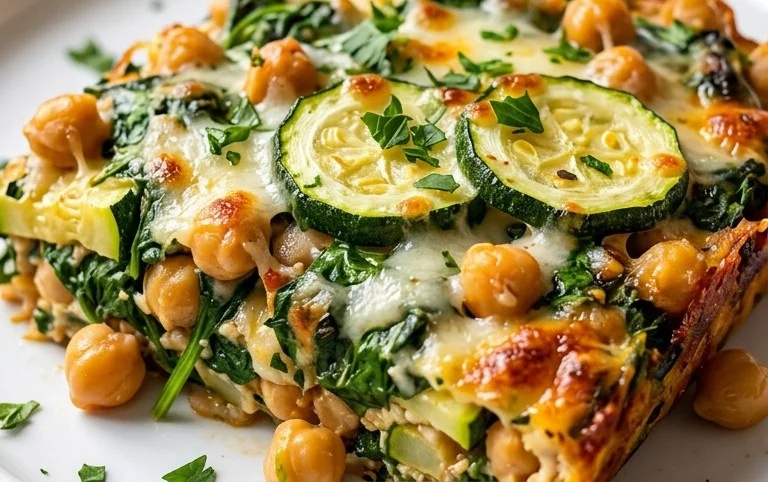 Spinach Zucchini Chickpea Bake