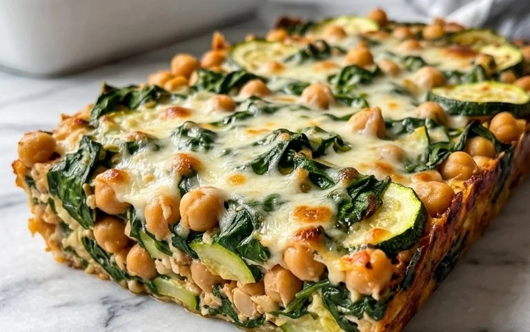 Spinach Zucchini Chickpea Bake