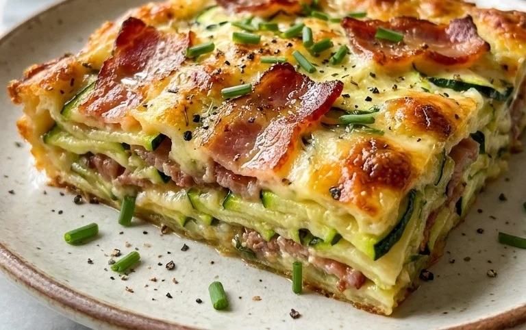 Zucchini and Beef Bacon Slice