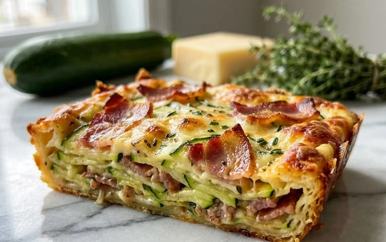 Zucchini and Beef Bacon Slice