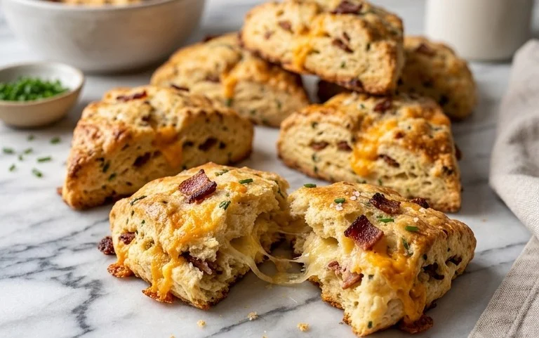 Beef Bacon Cheddar and Chive Scones